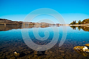 A beautiful autumn landscape of lake in Kazakhstan