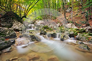 Beautiful autumn landscape with mountain river