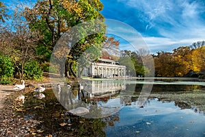 Beautiful autumn landscape in the Prospect Park Boathouse, New York