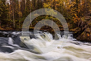 Beautiful autumn landscape with river from Oulanka national park