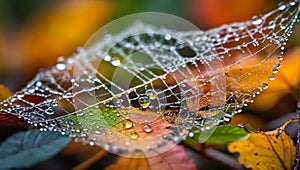 beautiful autumn leaf, drops condensation seasonal september decoration