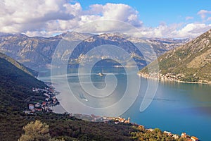 Montenegro. View of coastline of Kotor Bay