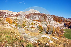 Beautiful autumn mountain landscape. Montenegro, view of Lovcen National Park