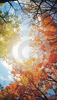 Beautiful autumn nature with vibrant and warm colors. Generative AI illustrations