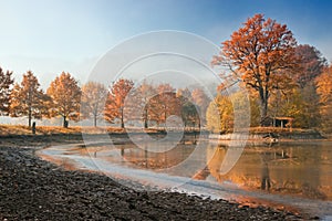 Beautiful autumn on pond