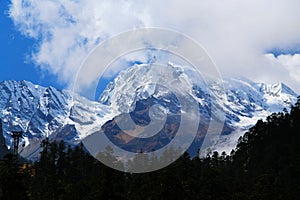 Beautiful autumn scenery in Hailuogou glaciers park