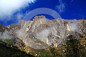 Beautiful autumn scenery in Hailuogou glaciers park