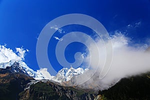 Beautiful autumn scenery in Hailuogou glaciers park