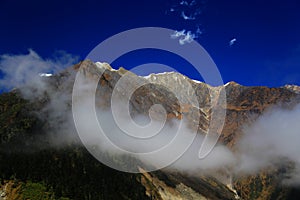 Beautiful autumn scenery in Hailuogou glaciers park