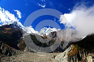 Beautiful autumn scenery in Hailuogou glaciers park