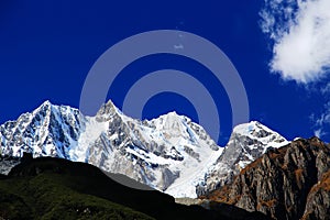 Beautiful autumn scenery in Hailuogou glaciers park