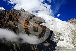 Beautiful autumn scenery in Hailuogou glaciers park