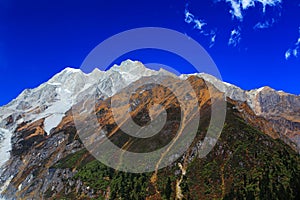 Beautiful autumn scenery in Hailuogou glaciers park