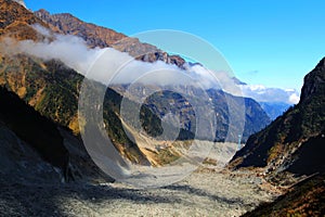 Beautiful autumn scenery in Hailuogou glaciers park