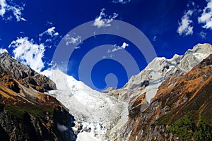 Beautiful autumn scenery in Hailuogou glaciers park