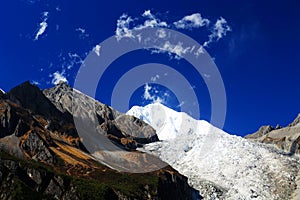 Beautiful autumn scenery in Hailuogou glaciers park