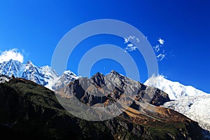 Beautiful autumn scenery in Hailuogou glaciers park