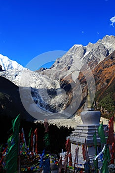 Beautiful autumn scenery in Hailuogou glaciers park