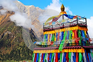 Beautiful autumn scenery in Hailuogou glaciers park