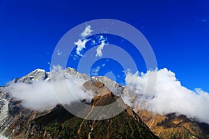 Beautiful autumn scenery in Hailuogou glaciers park