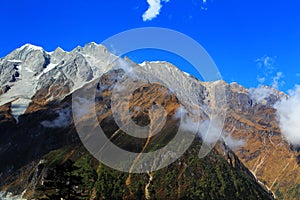 Beautiful autumn scenery in Hailuogou glaciers park