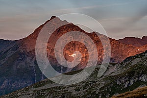 Beautiful autumn view of mountains in the Austrian Alps in the Hohe Tauern mountains