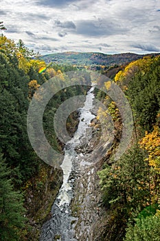 Beautiful autumn view with a river in Quechee Gorge, Vermont