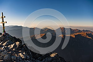 Beautiful autumn view from the summit of Krywan. Tatra mountains