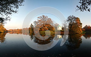Beautiful Autumn â€“ lake with temple on an island