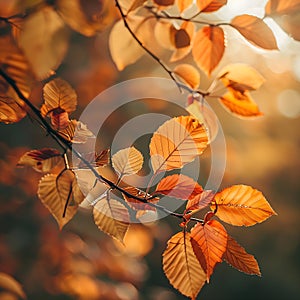 Beautiful autumnal background with colourful leaves generated by artificial intelligence