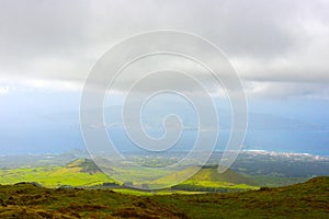 Azores Beautiful Rural Landscape and Coastline, Volcanic Countryside Scenic view, Travel Portugal photo