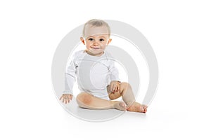 Beautiful baby boy on white background