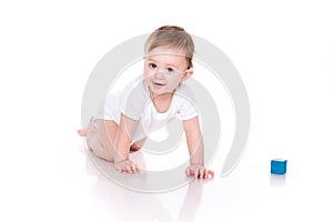 Beautiful baby building with cubes