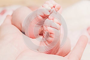 Beautiful baby feet close-up