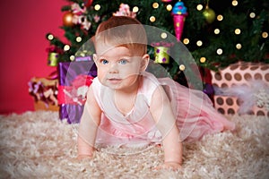 Beautiful baby girl at Christmas