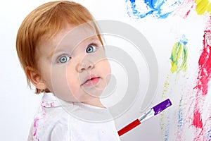 Beautiful Baby Girl Painting On Poster Board