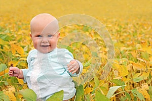 Beautiful Baby Outside in Nature in Autumn