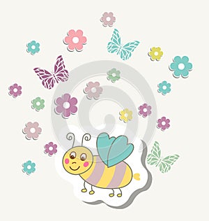 Beautiful baby vintage greeting card vector