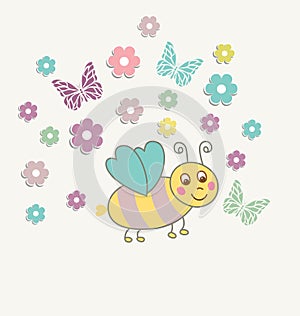 Beautiful baby vintage greeting card vector