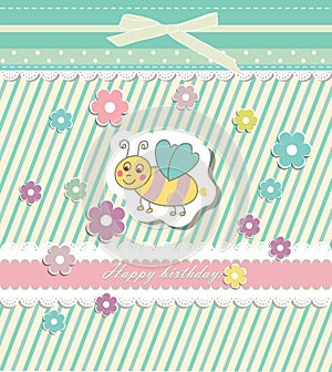 Beautiful baby vintage greeting card vector