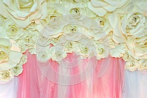 Beautiful backdrop flowers ready for wedding ceremony