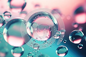 Beautiful background of abstract water bubbles with green and blue backgrounds, in the style of light pink. Generative AI