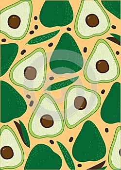 Beautiful background with avocado pattern