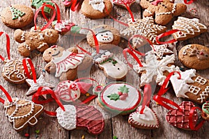 Beautiful background Christmas gingerbread close-up. horizontal