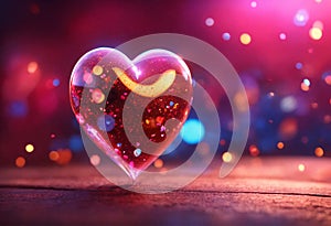 Beautiful background of colorful love heart close up with hearts decorations inside