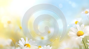 Beautiful background with daisies, copy space