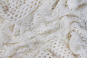 Beautiful background delicate vintage knitted homemade white lace of crochet napkins