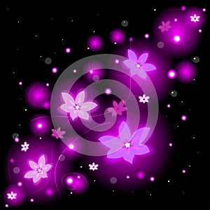 Beautiful background with glowing flowers and sparkles