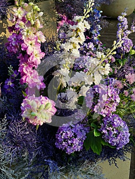 Beautiful background image of assorted purple and pink coloured flowers