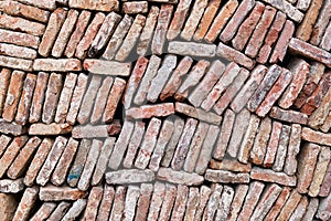 Beautiful background a large lot of old vintage bricks